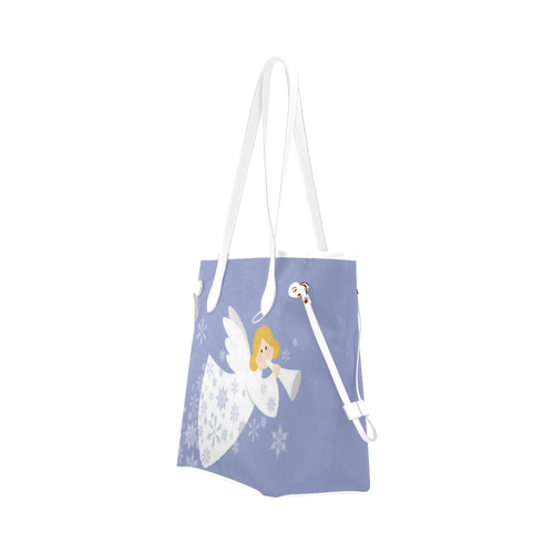 Beautiful Christmas Angel Snow Snowflakes Trumpet Clover Canvas Tote Bag (Model 1661)