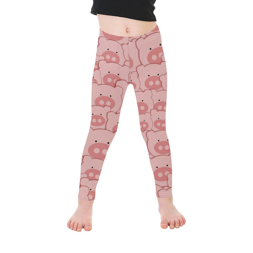 Pink Piggy Pigs Kid's Ankle Length Leggings (Model L06)