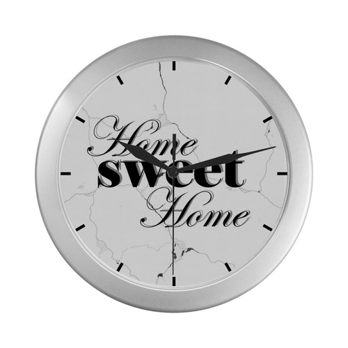 Home Sweet Home Silver Color Wall Clock