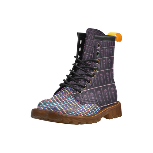 So Many Men (purple plaid) High Grade PU Leather Martin Boots For Men Model 402H