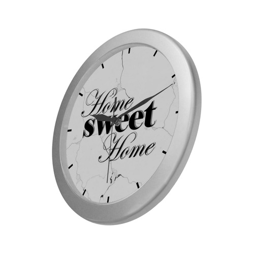 Home Sweet Home Silver Color Wall Clock