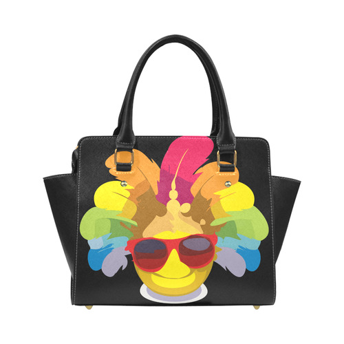 Cool Smiley With Sunglasses & Feathers Classic Shoulder Handbag (Model 1653)