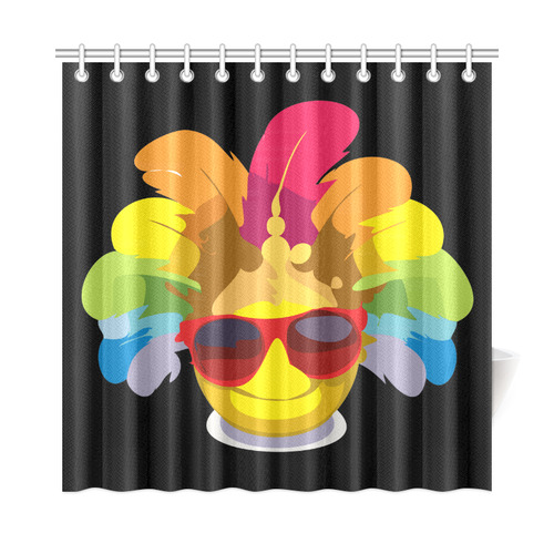 Cool Smiley With Sunglasses & Feathers Shower Curtain 72"x72"