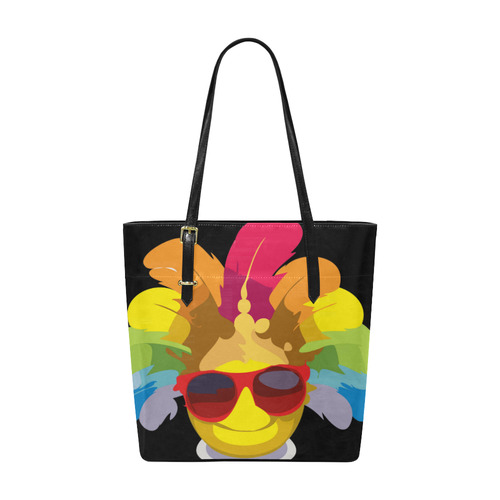 Cool Smiley With Sunglasses & Feathers Euramerican Tote Bag/Small (Model 1655)