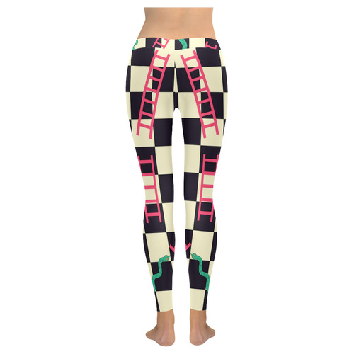 Snakes and Ladders Game Women's Low Rise Leggings (Invisible Stitch) (Model L05)