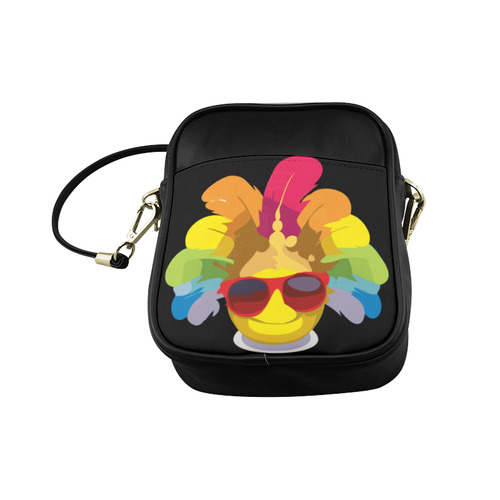 Cool Smiley With Sunglasses & Feathers Sling Bag (Model 1627)