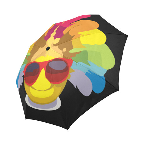 Cool Smiley With Sunglasses & Feathers Auto-Foldable Umbrella (Model U04)