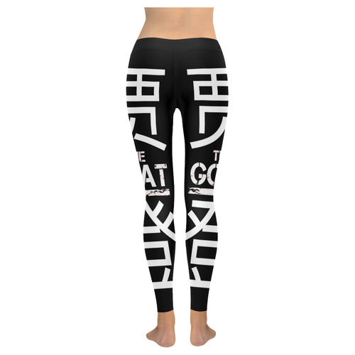 JR the GOAT Black Women's Low Rise Leggings (Invisible Stitch) (Model L05)