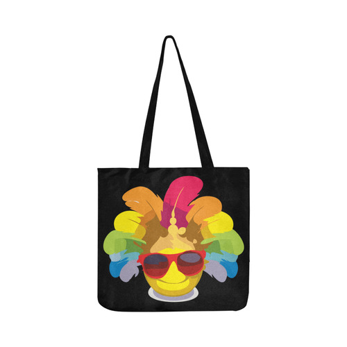 Cool Smiley With Sunglasses & Feathers Reusable Shopping Bag Model 1660 (Two sides)