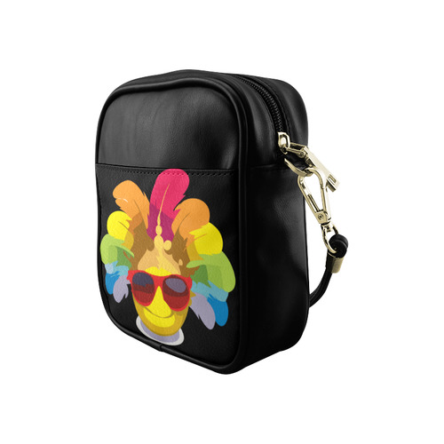 Cool Smiley With Sunglasses & Feathers Sling Bag (Model 1627)