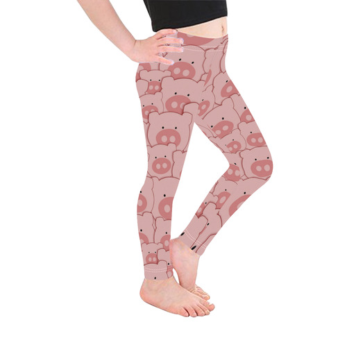 Pink Piggy Pigs Kid's Ankle Length Leggings (Model L06)