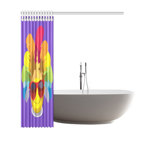 Cool Smiley With Sunglasses & Feathers Shower Curtain 69"x72"