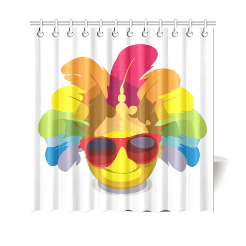 Cool Smiley With Sunglasses & Feathers Shower Curtain 69"x70"