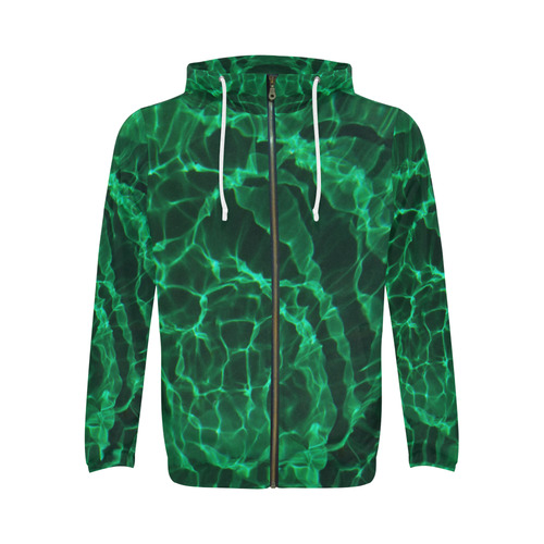 the green dive All Over Print Full Zip Hoodie for Men (Model H14)