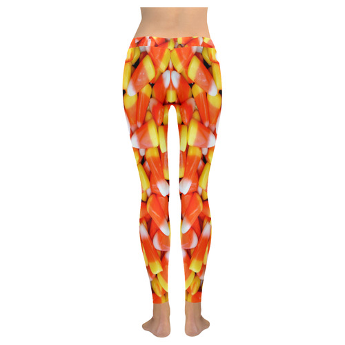 Halloween Candy Corn Women's Low Rise Leggings (Invisible Stitch) (Model L05)