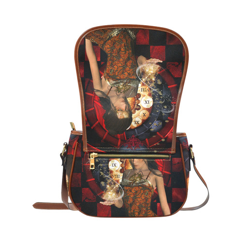Beautiful steampunk lady Saddle Bag/Small (Model 1649) Full Customization