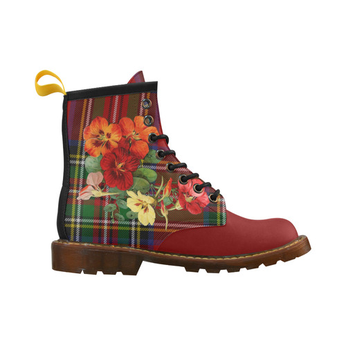 Tartan and Nasturtiums (red toe) High Grade PU Leather Martin Boots For Women Model 402H