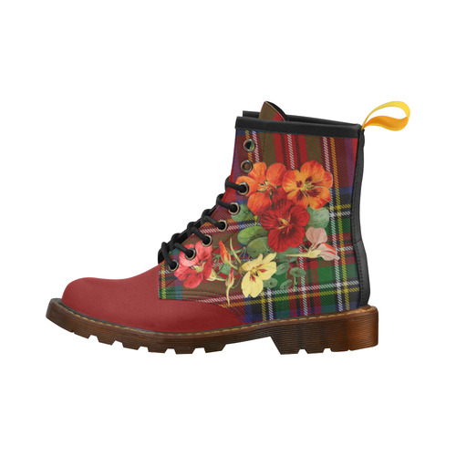 Tartan and Nasturtiums (red toe) High Grade PU Leather Martin Boots For Women Model 402H