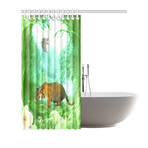 Awesome tiger, fantasy world Shower Curtain 66"x72"