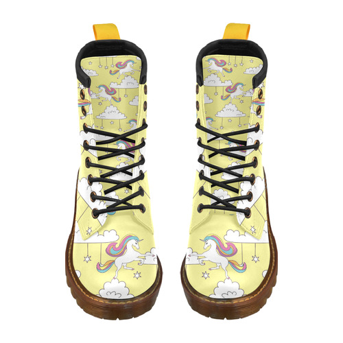 Unicorn Yellow High Grade PU Leather Martin Boots For Women Model 402H