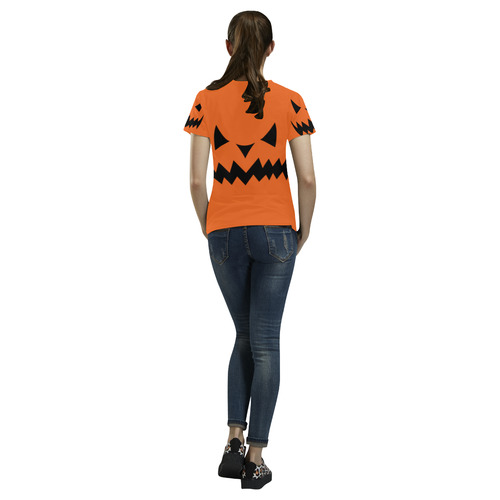 Mad Pumpkin Face All Over Print T-Shirt for Women (USA Size) (Model T40)