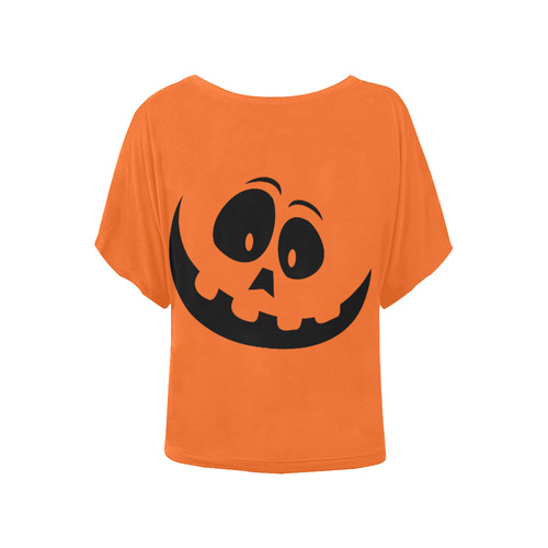 Happy Pumpkin Face Women's Batwing-Sleeved Blouse T shirt (Model T44)