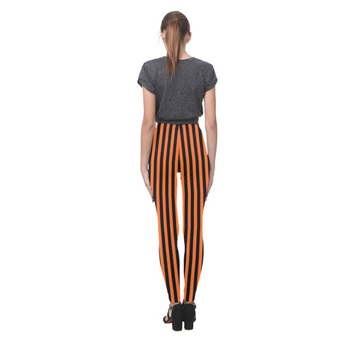Black and Orange Stripes Cassandra Women's Leggings (Model L01)