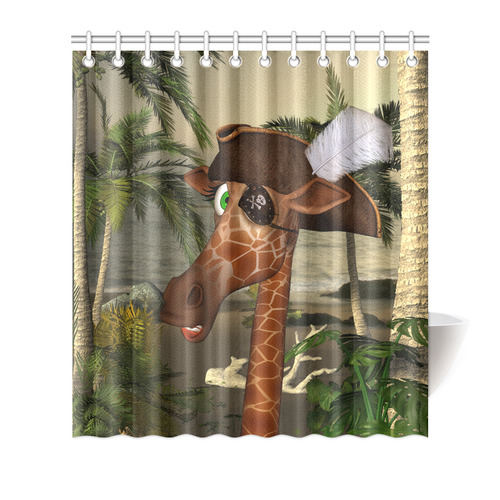Funny giraffe as a pirate Shower Curtain 66"x72"
