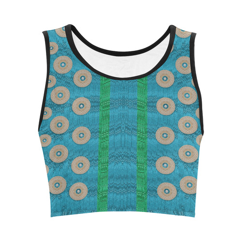 Wood silver and rainbows Women's Crop Top (Model T42)