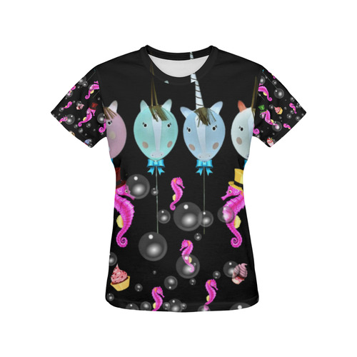 A Seahorse birthday All Over Print T-Shirt for Women (USA Size) (Model T40)