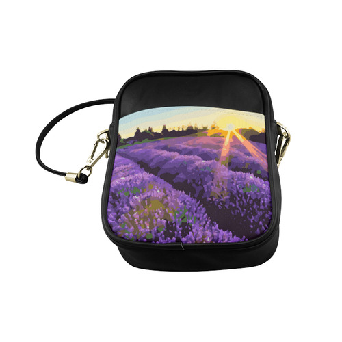Lavender Fields at Sunset Floral Landscape Sling Bag (Model 1627)