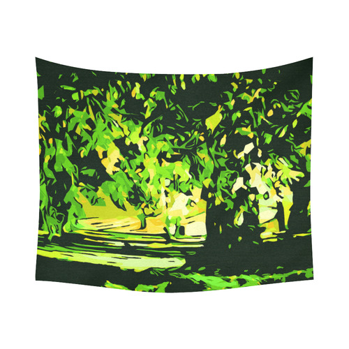 Forest Park Trees Abstract Landscape Cotton Linen Wall Tapestry 60"x 51"