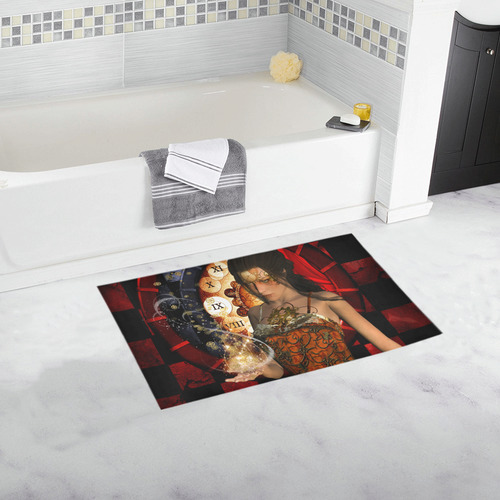 Beautiful steampunk lady Bath Rug 16''x 28''