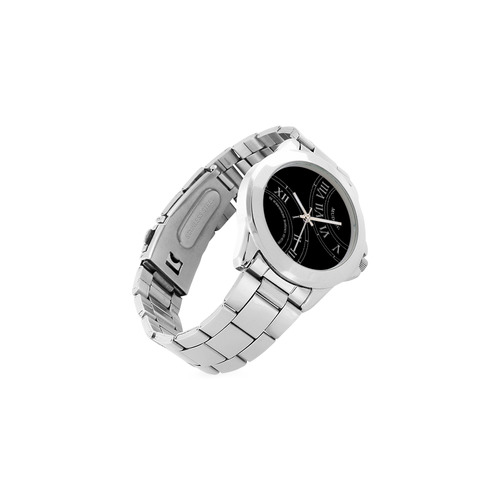 Roman Numeral Mid Nite Faced Silver Watch Unisex Stainless Steel Watch(Model 103)