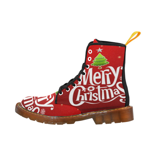 Merry Christmas Tree Star Snowflakes Landscape Martin Boots For Women Model 1203H