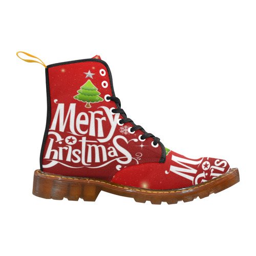 Merry Christmas Tree Star Snowflakes Landscape Martin Boots For Women Model 1203H