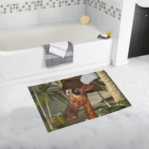 Funny giraffe as a pirate Bath Rug 20''x 32''