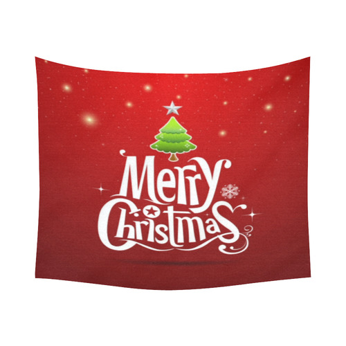 Merry Christmas Tree Star Snowflakes Cotton Linen Wall Tapestry 60"x 51"