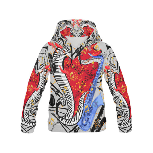 Juleez Jazzy Fun Musical Instrument Print Hoodie All Over Print Hoodie for Men (USA Size) (Model H13)