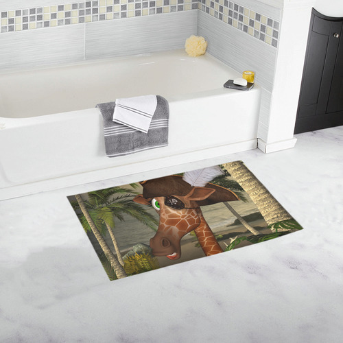 Funny giraffe as a pirate Bath Rug 16''x 28''