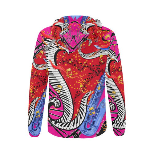 Colorful Women's Music Print Colorful Hoodie by Juleez All Over Print Full Zip Hoodie for Women (Model H14)