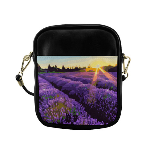 Lavender Fields at Sunset Floral Landscape Sling Bag (Model 1627)