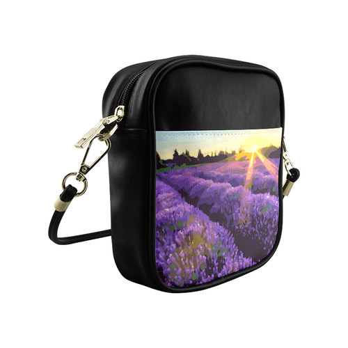 Lavender Fields at Sunset Floral Landscape Sling Bag (Model 1627)