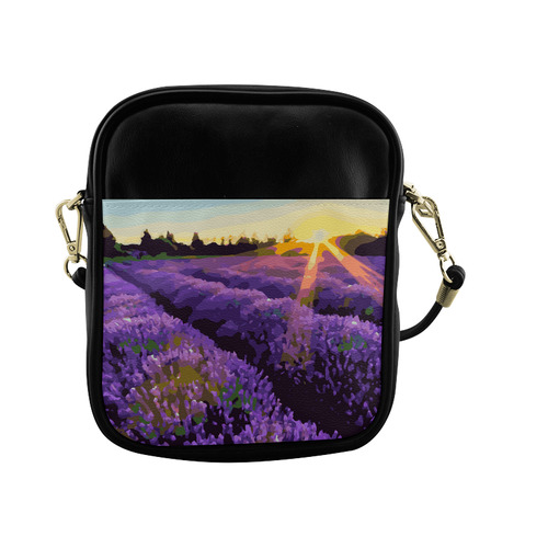 Lavender Fields at Sunset Floral Landscape Sling Bag (Model 1627)