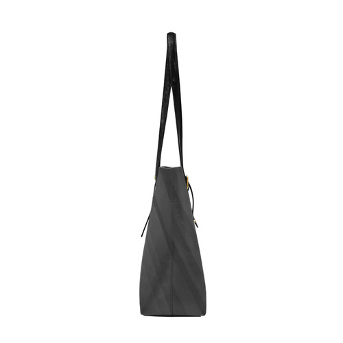 Black Dark Gray Diagonal Stripes Euramerican Tote Bag/Large (Model 1656)