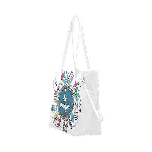 Pink Teal Be Unique Floral Watercolor Clover Canvas Tote Bag (Model 1661)