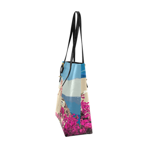 French Riviera Villa Bougainvillea Pink Floral Euramerican Tote Bag/Small (Model 1655)