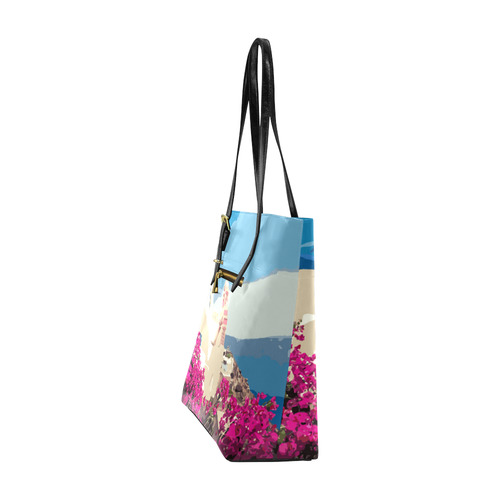 French Riviera Villa Bougainvillea Pink Floral Euramerican Tote Bag/Small (Model 1655)