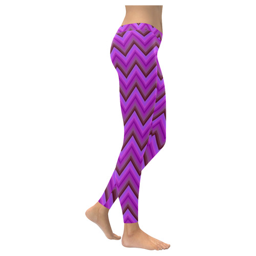 Purples Zigzag Women's Low Rise Leggings (Invisible Stitch) (Model L05)