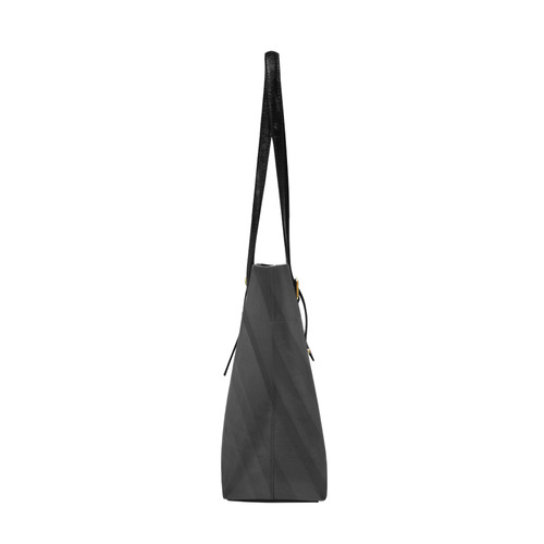 Black Dark Gray Diagonal Stripes Euramerican Tote Bag/Large (Model 1656)